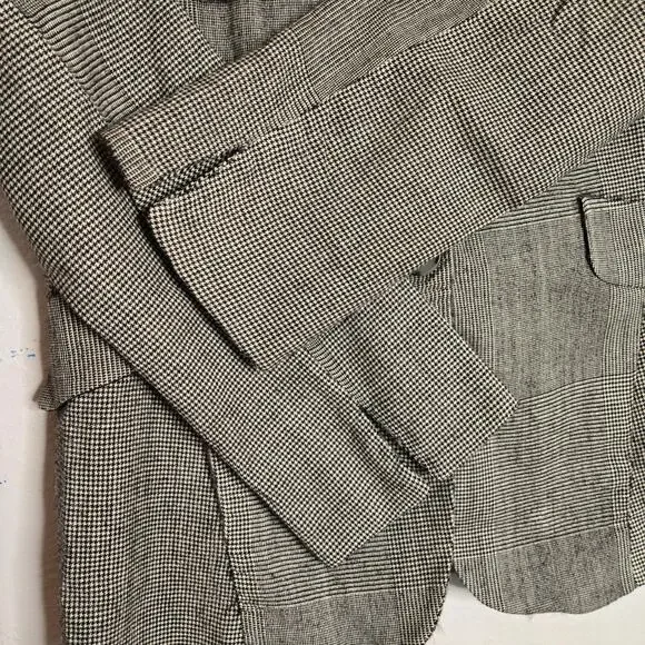 Akris Punto Wool Herringbone Plaid Blazer US 6 Black Preppy Classic Academia